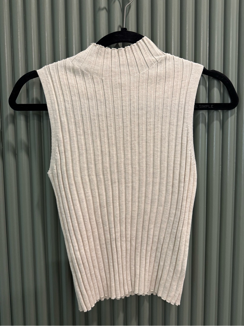 Ribbed Mock Neck Sleeveless Tank - Ivory